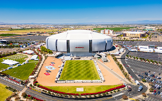 Glendale, AZ - April 7, 2024: State Farm Stadium is a multi-purpose retractable roof stadium in Glendale, Arizona, near Phoenix. It is home of the Arizona Cardinals of the National Football League – Glendale, cheap car insurance in Arizona