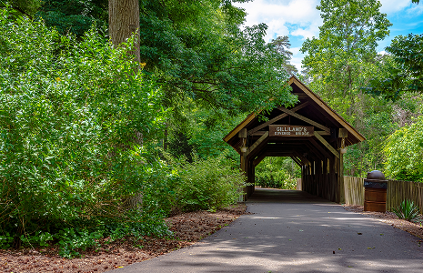 Gilliland-Reese Covered Bridge at Noccalula Falls Park, Gadsden, Alabama. Cheap car insurance in Alabama.