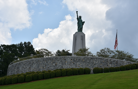 Statue of Liberty replica at Liberty Park in Vestavia Hills, Alabama, on July 24, 2017 — cheap car insurance in Alabama.
